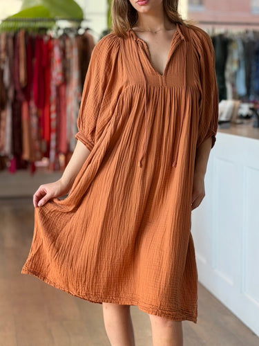 Daughters of India AS IS Kyra Dress in Gauzy Rust, Small
