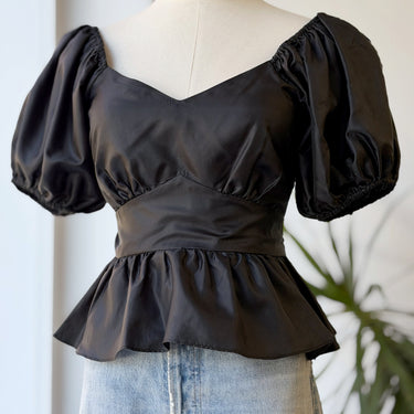 Love Shack Fancy Delta Black Top Blouse, 4 / Large