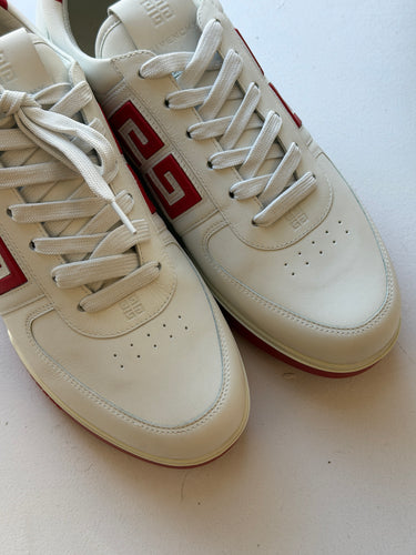 Givenchy G4 Low Sneakers in White/Red, Men's 43