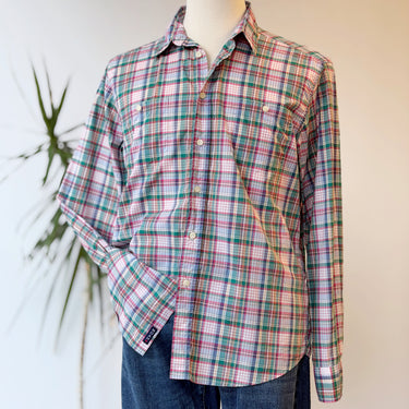 NOAH Plaid Print Button Down Shirt, Mens Large