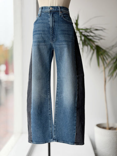 Mother Lil' Half Pipe Flood Jeans in Black & Blue, 27