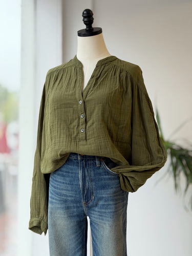 Xirena Olive Gauze Top, XSmall