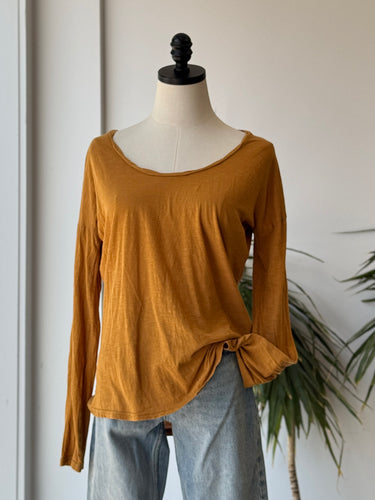 Pact Mustard Long Sleeve Top, Small