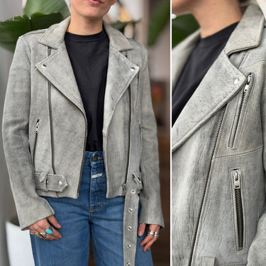 IRO Jova Stone Leather Biker Jacket, 38