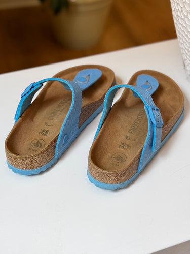 Birkenstock Gizeh Blue Vegan Sandals- as is , 36