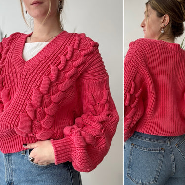 IRO Arwy Chunky Cable Knit Sweater in Pink, Medium