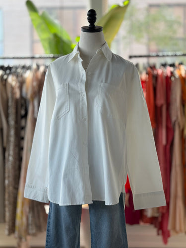Jenni Kayne Ivory Cotton BF Shirt, Medium