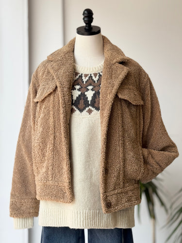 Vince Faux Fur Teddy Trucker Jacket, Small