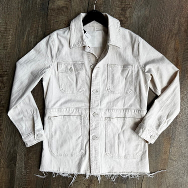 Mother Triple Veteran Fray Jacket in Ecru, XSmall