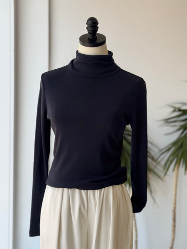 Misha & Puff Navy Pima Cotton Turtlneck Top, Small