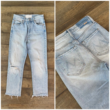 Mother Tripper Frayed Hem Jeans, 24