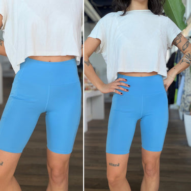 Girlfriend Collective Blue Bike Shorts, Small