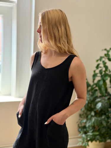 Elizabeth Suzann Black Linen Jumpsuit, S-T