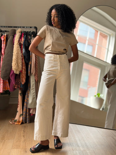Jesse Kamm Ecru Canvas Pants, 0