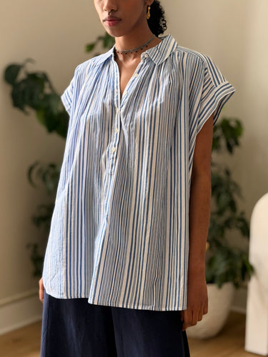 Nili Lotan Normandy Blue Striped Blouse, XSmall