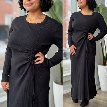 Rita Row NWT Gardenia Black Ribbed Dress, Large
