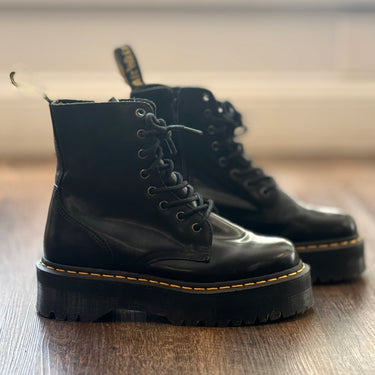 Dr Marten Jadon Black Patent Boots, 39