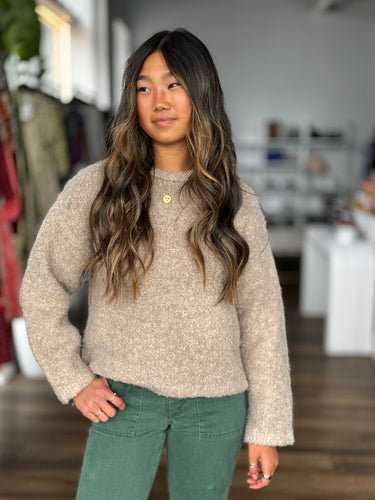Le Bon Shoppe Oat Knit Crewneck Sweater, XS/S