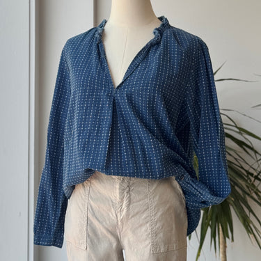 Rivet + Thread Blue Embroidered Blouse, Small