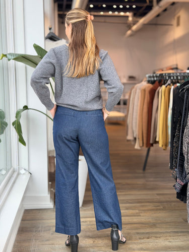 Favorite Daughter Dark Wash Pleated Trouser Pants, 6