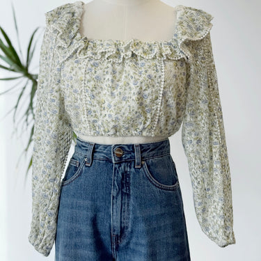Love Shack Fancy Dorabella Floral Crop Top, XSmall