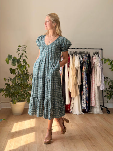 The Great Dakota Dress in Green Floral, 0/XSmall