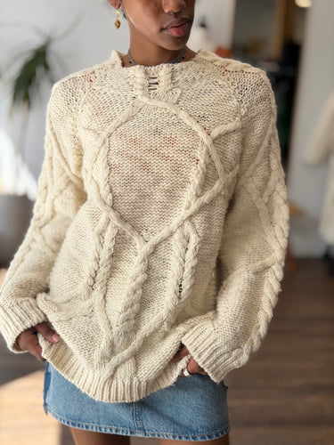 IRO Basilia Cream Cable Knit Sweater, 36/4