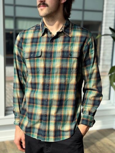 LL Bean Signature Green Plaid Shirt, Men's Large