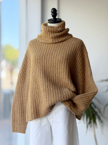 7115 by Szeki Alpaca Blend Turtleneck Sweater in Caramel, Small