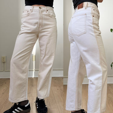 B Sides Ecru Straight Leg Two Tone Jeans as is, 29