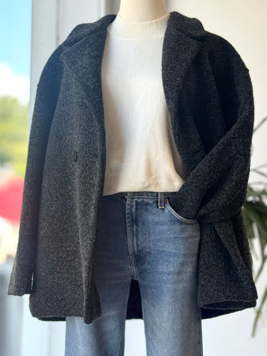Harris Warf London Charcoal Boucle Sailor Coat, 40