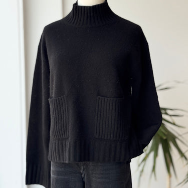 Chinti & Parker Black Cashmere Patch Front Pocket Sweater, XSmall