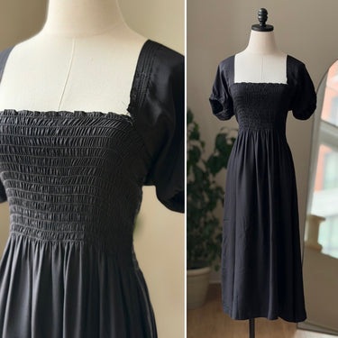 La Ligne Black Silk Smocked Dress AS IS, Small