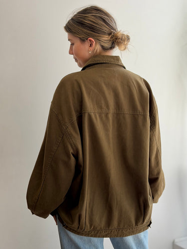 Reformation Marco Bomber Jacket in Olive, Medium