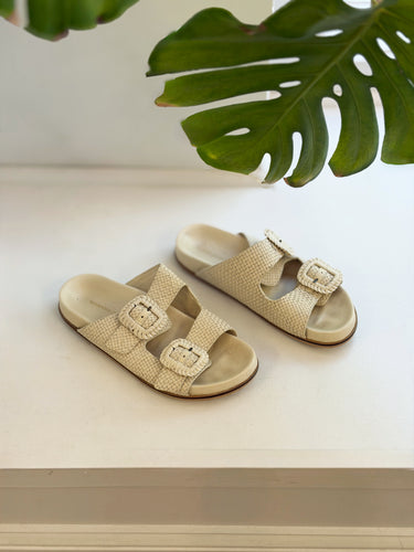 Intentionally Blank AS IS Off White Woven Milano Sandals- general wear, 37