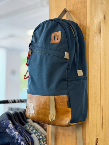 Topo Designs Navy Nylon & Leather Backpack