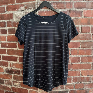 Lululemon Black & White Stripe T-Shirt, Medium