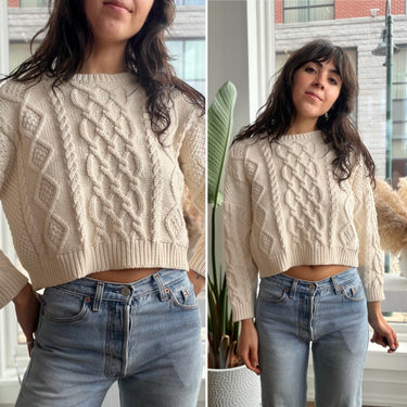 The Great Cropped Cable Knit Sweater, 1-Small