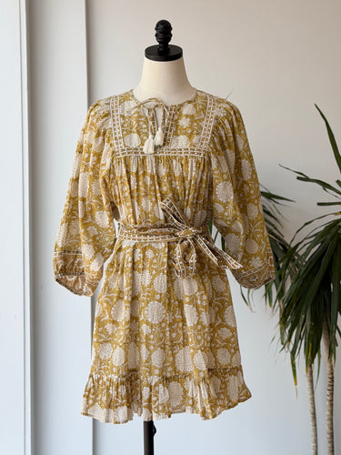 Cleobella Magdalena Mini Dress in Honey Mix Print, Small