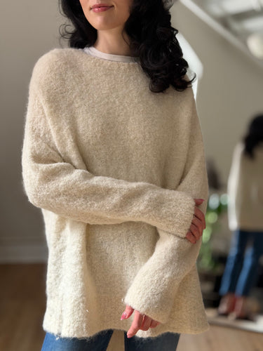 Jenni Kayne Ivory Boucle Alpaca Blend Sweater, Medium