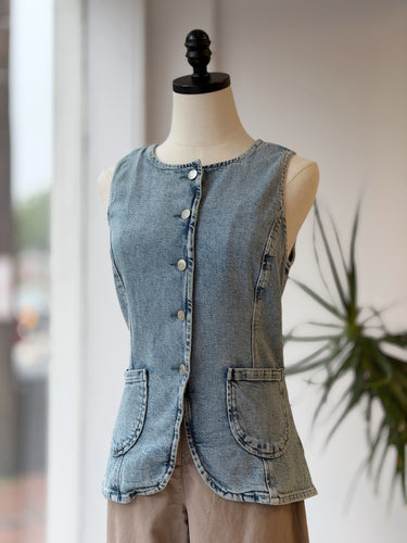 Rails Denim High Neck Vest, Medium