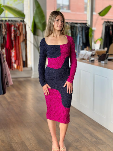 Mara Hoffman Amy Dress in Navy & Fuschia, XSmall