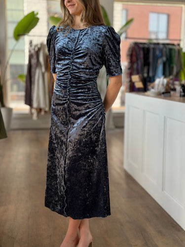 Sea NY NWT Blue Velvet Ruffle Dress, Medium