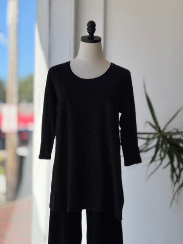 Flax Black Long Sleeve Top, Small