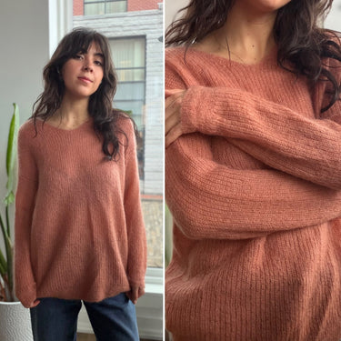 Jenni Kayne Salmon Pink Mohair Blend Cabin Sweater, XXS