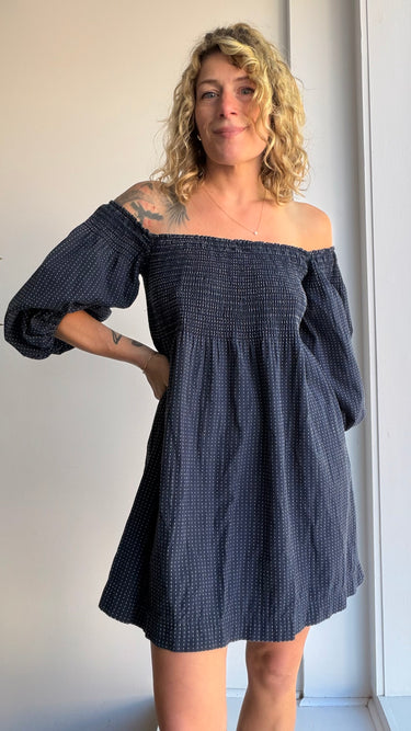 The Great AS IS Navy Polkadot Smock Mini Dress, 1/Small