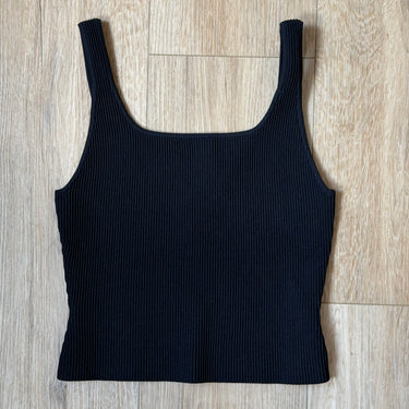 Babaton Black Ribbed Tank Top, large