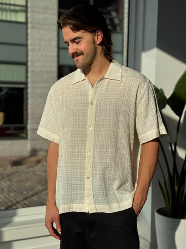 3 Sixteen Ecru Textured Shirt, Men's XLarge