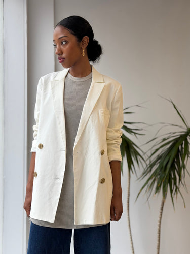 Jenni Kayne Double Breasted Blazer in Ivory, 6