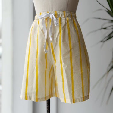 Blanca Yellow & White Stripe Pull On Shorts, M/L